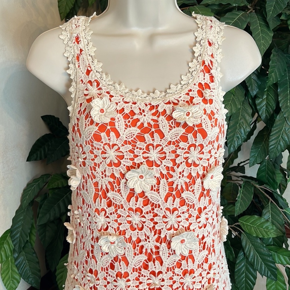 CHARLOTTE TARANTOLA CROCHET ORANGE TANK DRESS